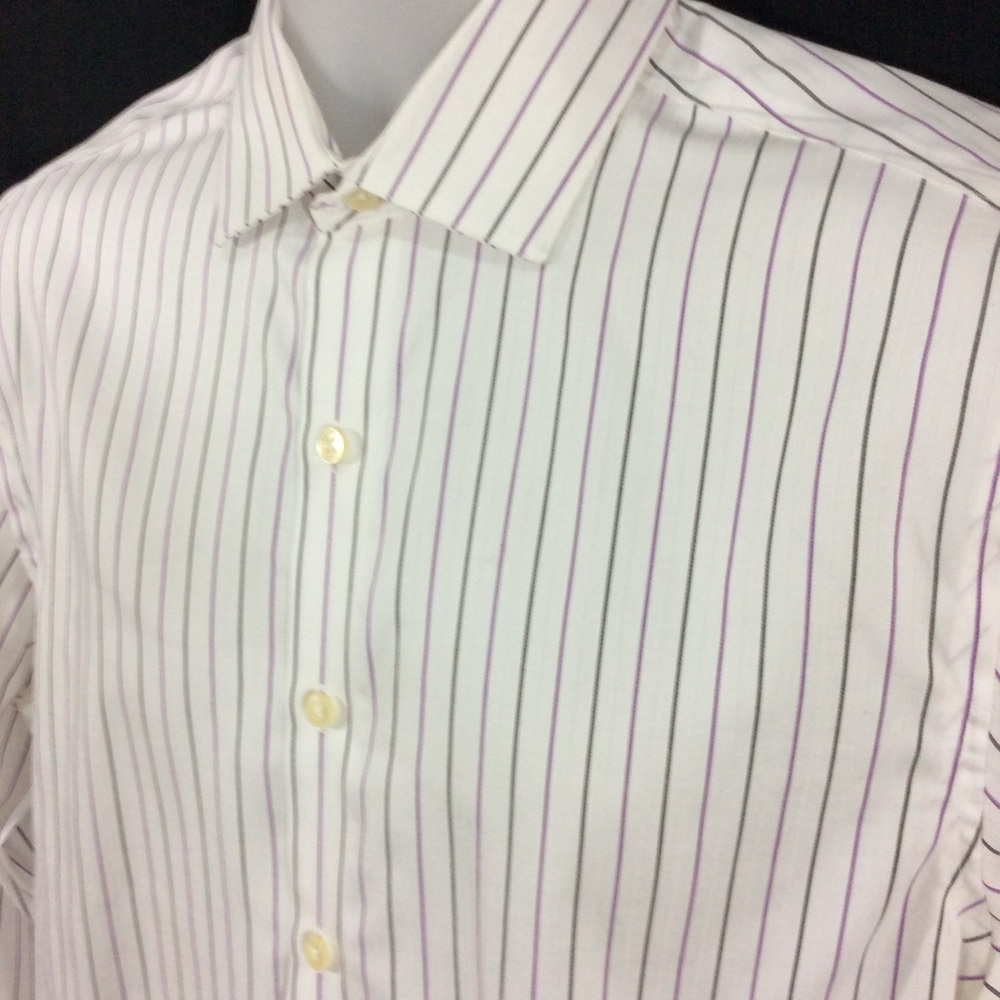 Men's Striped Dress Shirt - White and Purple